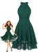 Robe Halter Sans Manches Irregular Ourlet Volant Mousseline Années 1940