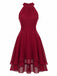 Robe Halter Sans Manches Irregular Ourlet Volant Mousseline Années 1940
