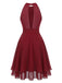 Robe Halter Sans Manches Irregular Ourlet Volant Mousseline Années 1940