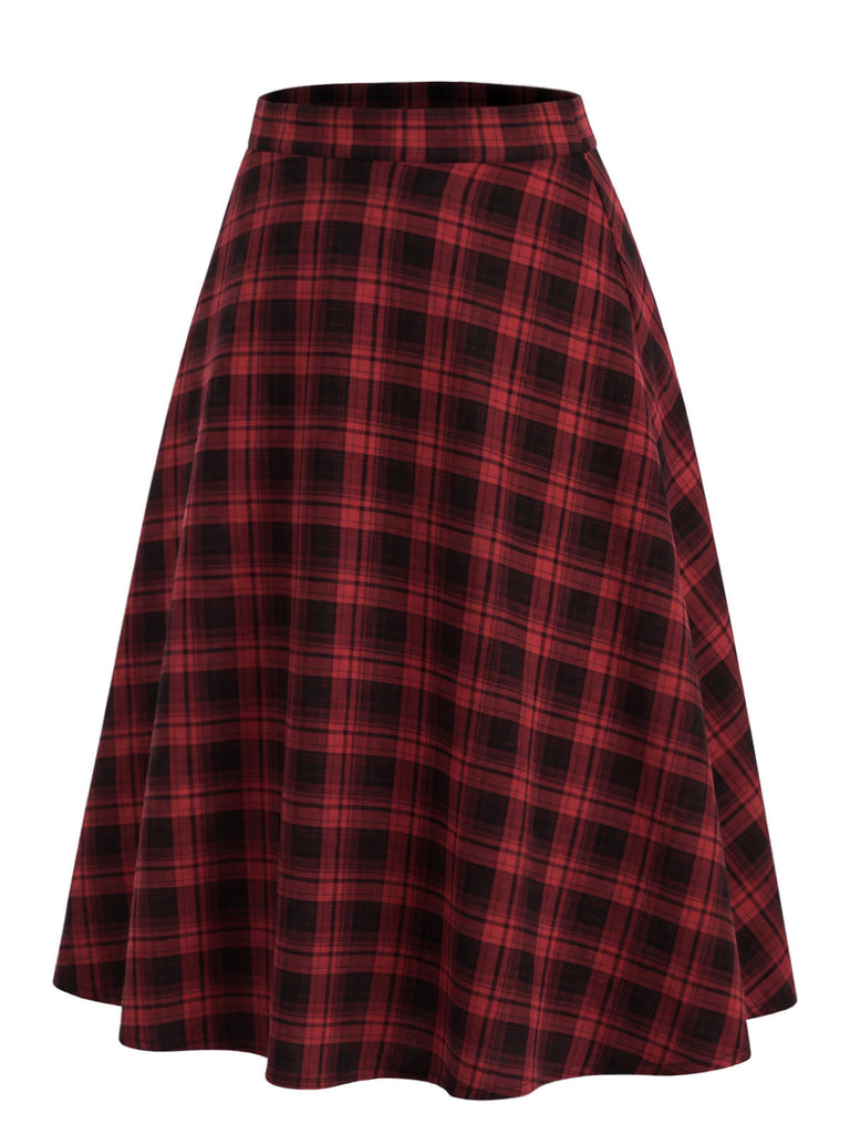 [Prévente] Ensemble deux pièces noir et rouge à carreaux, blazer cintré et jupe à ceinture années 1950 - 11