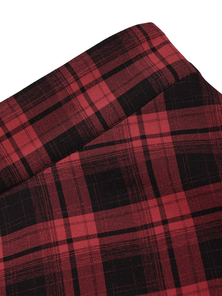 [Prévente] Jupe rouge à carreaux, taille haute et coupe évasée années 1950 - 6
