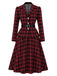 2PCS Blazer noir et rouge à carreaux et jupe années 1950