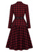 [Prévente] Ensemble deux pièces noir et rouge à carreaux, blazer cintré et jupe à ceinture années 1950 - 4