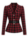 [Prévente] Ensemble deux pièces noir et rouge à carreaux, blazer cintré et jupe à ceinture années 1950 - 5