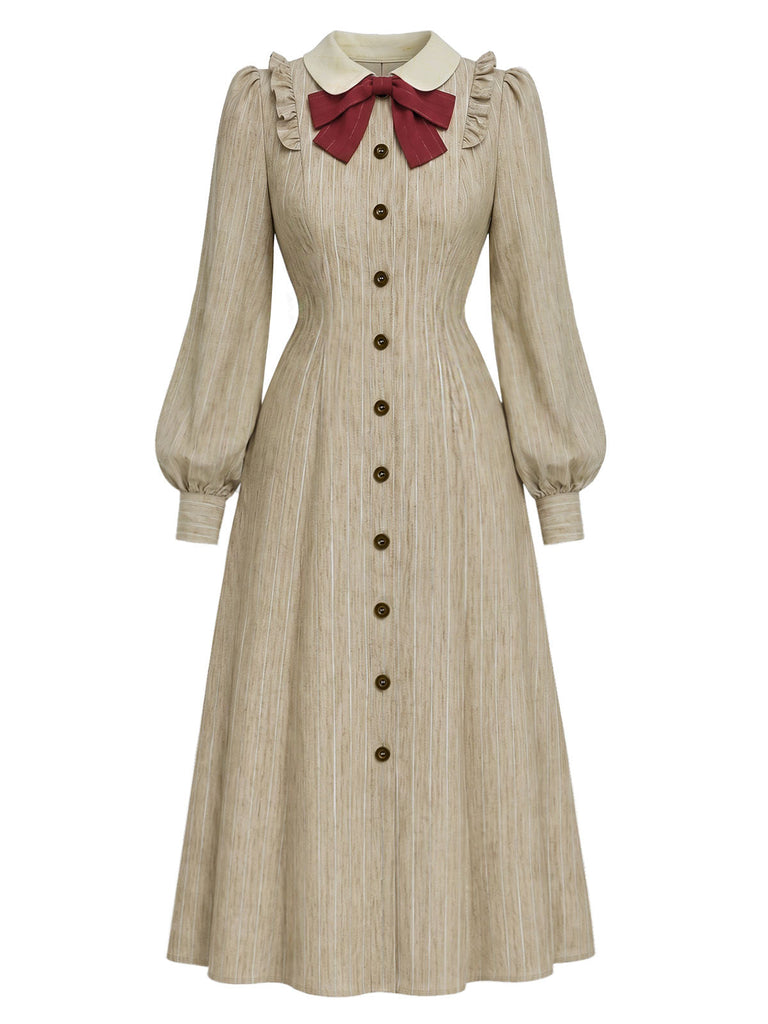 [Prévente] Robe à col Claudine, nœud, volants et manches bouffantes années 1940 - 2