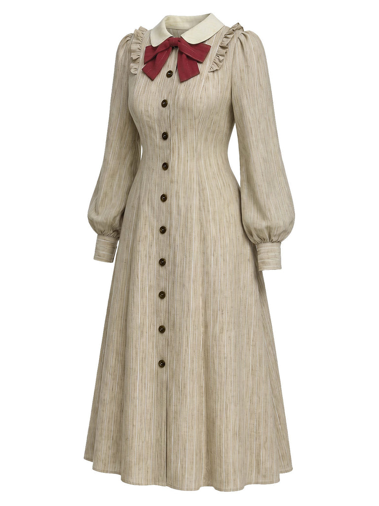 [Prévente] Robe à col Claudine, nœud, volants et manches bouffantes années 1940 - 3