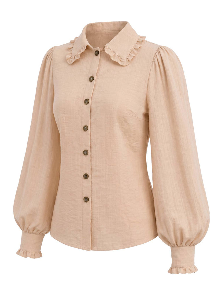 [Prévente] Ensemble deux pièces, blouse à manches ballon et pantalon à bretelles galonné années 1970 - 7
