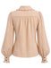 [Prévente] Blouse beige à col volanté, manches ballon et boutons années 1970 - 4