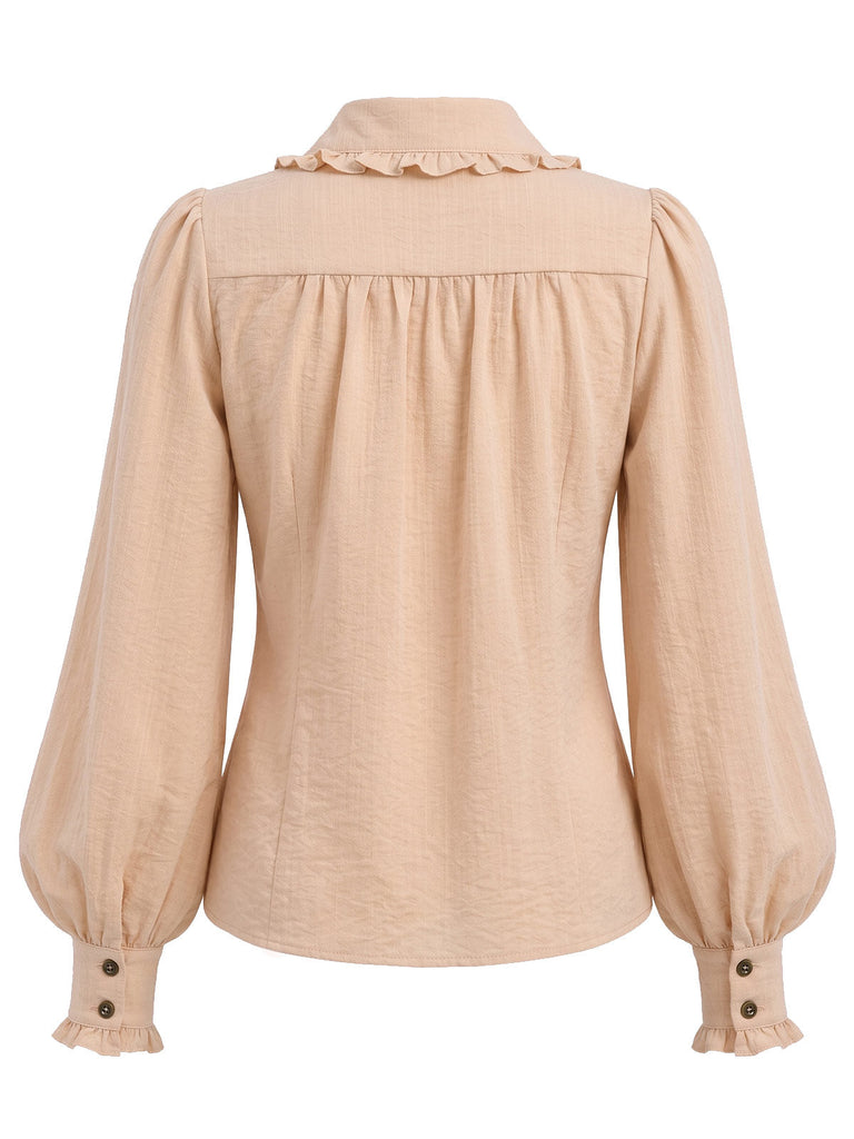 [Prévente] Ensemble deux pièces, blouse à manches ballon et pantalon à bretelles galonné années 1970 - 8