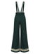 [Prévente] Ensemble pantalon à bretelles vert foncé, galon doré et ceinture années 1970 - 4