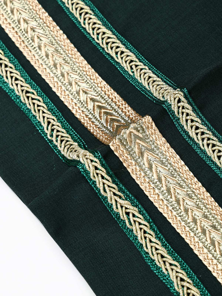 [Prévente] Ensemble pantalon à bretelles vert foncé, galon doré et ceinture années 1970 - 6