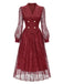 [Prévente] Robe à revers et double boutonnage avec écharpe en dentelle années 1970 - 4