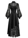 [Prévente] Robe noire asymétrique en dentelle à toile d’araignée années 1930