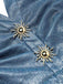 [Prévente] Combinaison bleue scintillante dos nu Halter, col V, boutons soleil et jambes larges années 1970