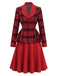[Prévente] Ensemble deux pièces rouge, veste à col châle à carreaux et jupe unie années 1940 - 2
