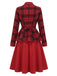 [Prévente] Ensemble deux pièces rouge, veste à col châle à carreaux et jupe unie années 1940 - 5