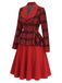 [Prévente] Ensemble deux pièces rouge, veste à col châle à carreaux et jupe unie années 1940 - 6