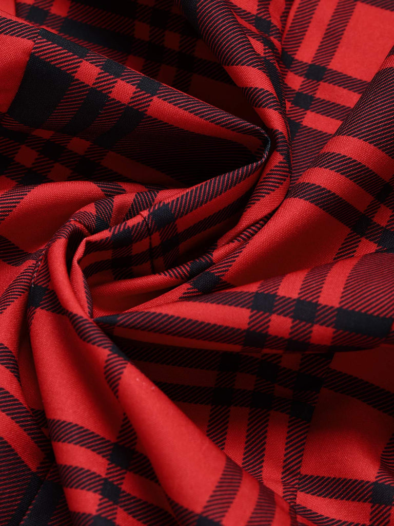 [Prévente] Ensemble deux pièces rouge, veste à col châle à carreaux et jupe unie années 1940 - 8