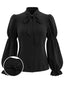[Prévente] Blouse noire à col lavallière et manches virago années 1940