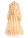 [Prévente] Robe orange en maille à fleurs, col V et manches ballon Années 1950 - 3
