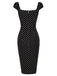[Prévente] Robe Fourreau Noire Col Carré à Pois Années 1960 4