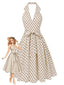 [Prévente] Robe évasée pois dos nu ceinture et encolure dos nu années 50