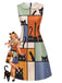 [Prévente] Robe en A Col Claudine Imprimé Chat Art Abstrait Années 1960