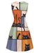 [Prévente] Robe en A Col Claudine Imprimé Chat Art Abstrait Années 1960 4