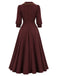 [Prévente] Robe lie-de-vin à nœud, revers et manches au coude années 1950