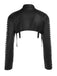 Veste boléro courte noire en similicuir à clous années 1970