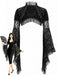 Cape gothique noire en dentelle à manches cloche années 1970