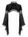 Cape gothique noire en dentelle à manches cloche années 1970