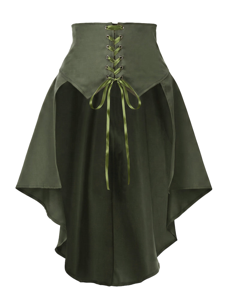 Jupe corset taille haute à laçage et ourlet asymétrique années 1980