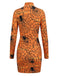 Robe crayon courte à manches longues et imprimé Halloween années 1960