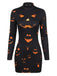 Robe crayon courte à manches longues et imprimé Halloween années 1960