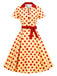 Robe chemise à revers, pois et ceinture années 1940