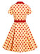 Robe chemise à revers, pois et ceinture années 1940