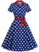 Robe chemise à revers, pois et ceinture années 1940