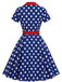 Robe chemise à revers, pois et ceinture années 1940