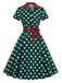 Robe chemise à revers, pois et ceinture années 1940