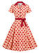Robe chemise à revers, pois et ceinture années 1940