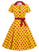 Robe chemise à revers, pois et ceinture années 1940