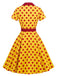Robe chemise à revers, pois et ceinture années 1940