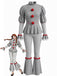 Ensemble 2 pièces rouge de clown avec haut à pompons et volants et pantalon années 1950