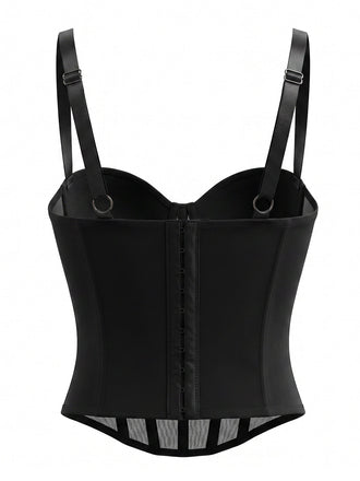 Tops Noir Gothique Croix Chaînes Perlé Corset Top Années 1980