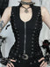 Gilet corset gothique noir à col montant et laçage latéral années 1970