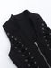 Gilet corset gothique noir à col montant et laçage latéral années 1970