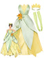 Ensemble de costume princesse Fée des bois satin vert pétales forme feuilles années 1950