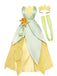 Ensemble robe de princesse féerique verte en satin à pétales années 1950