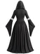 Robe noire d’Halloween à capuche fantôme et manches cloche années 1950